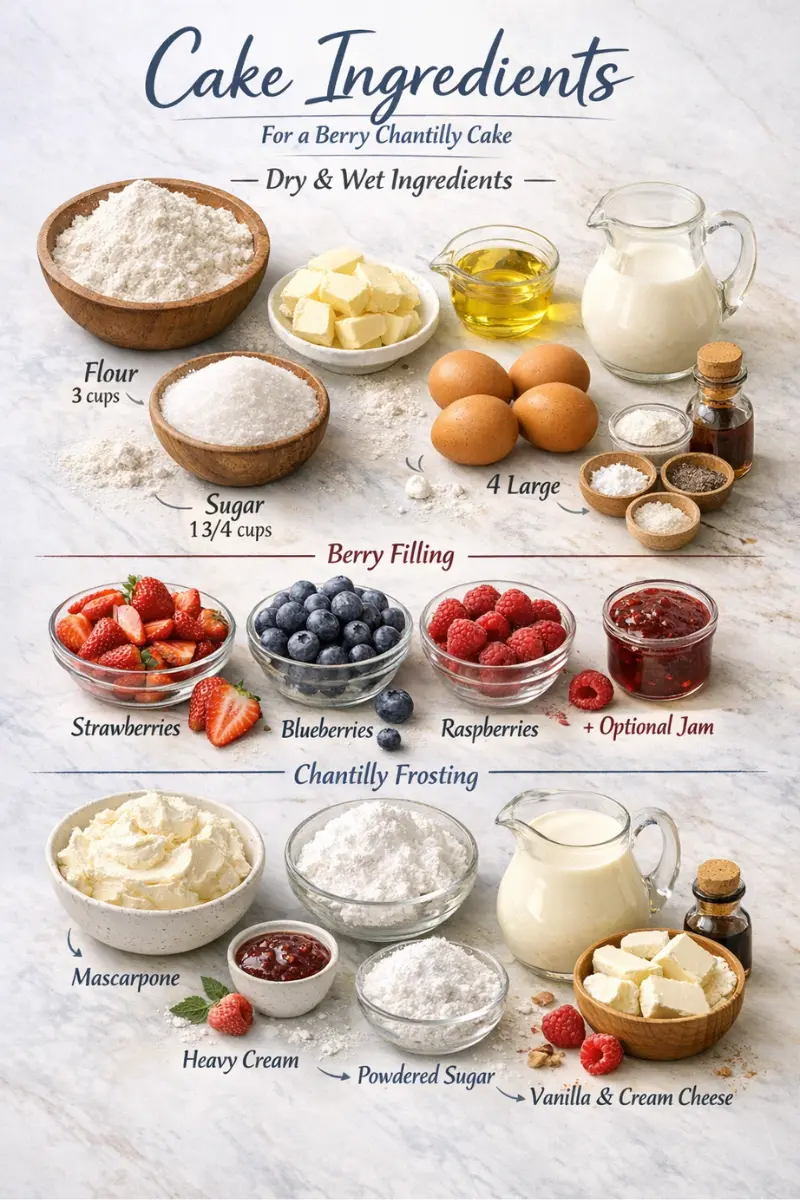 Berry Chantilly Cake Ingredients Berry Chantilly Cake ingredients