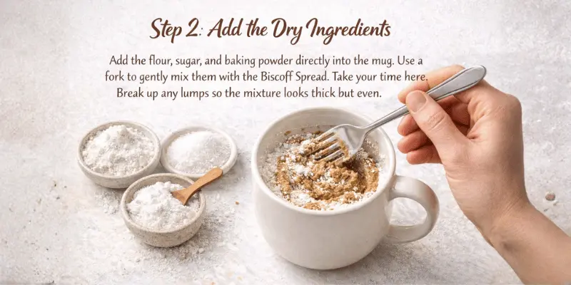 Biscoff Mug Cake Recipe Step 2 Biscoff Mug Cake recipe step 2