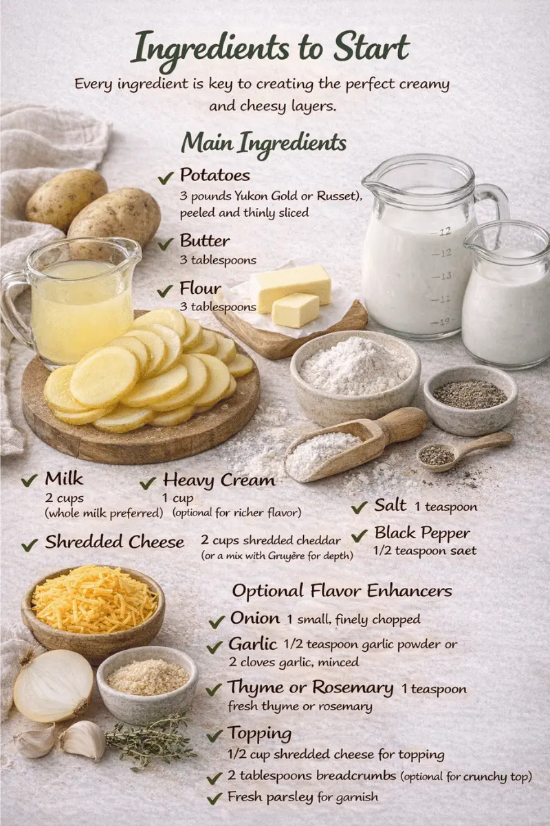 Cheesy Scalloped Potatoes ingredients