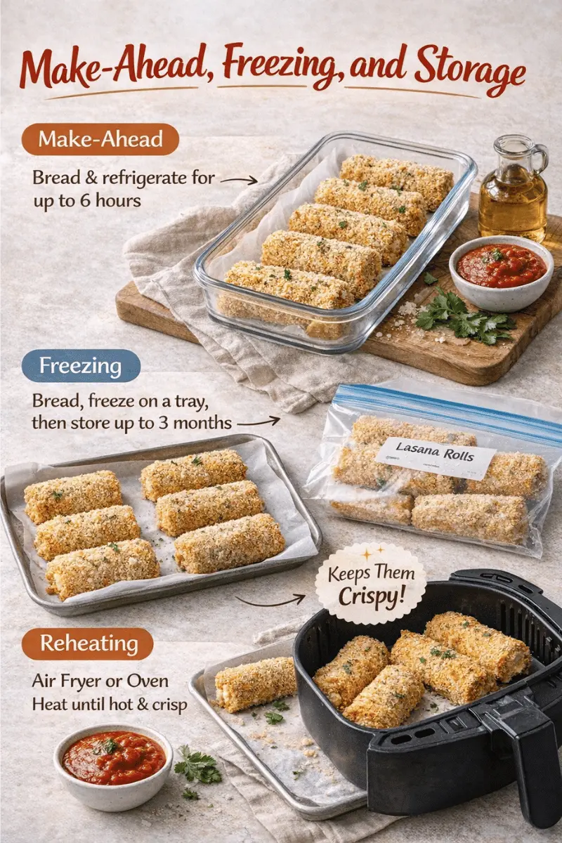 Crispy Fried Lasagna Rolls recipe storage tips