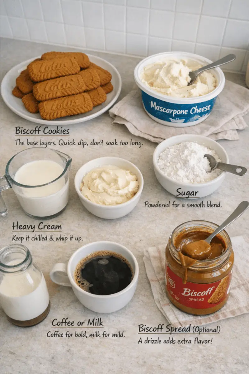 Easy Biscoff Tiramisu recipe ingredients