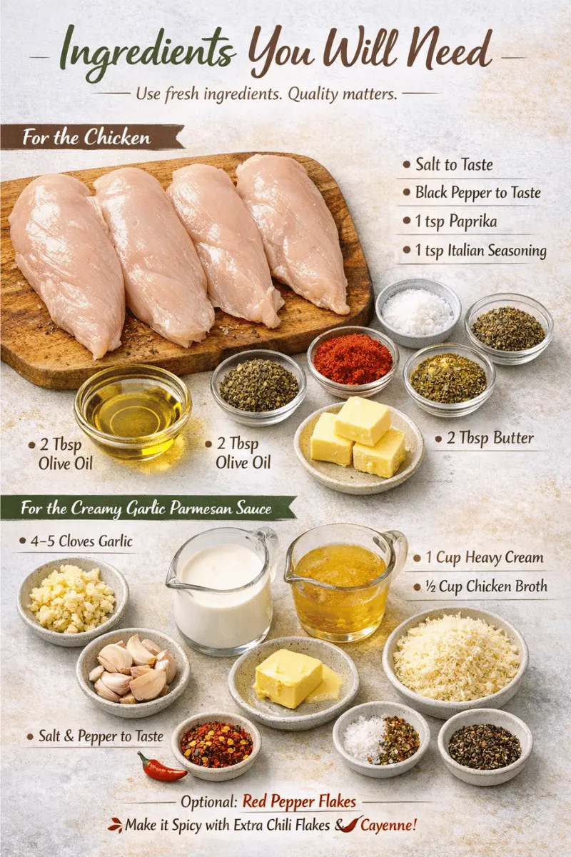 Garlic Parmesan Chicken ingredients