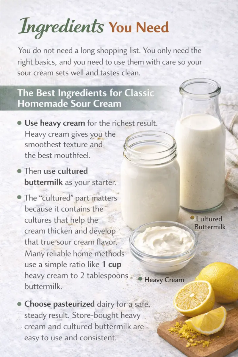 Homemade Sour Cream Ingredients Homemade sour cream ingredients