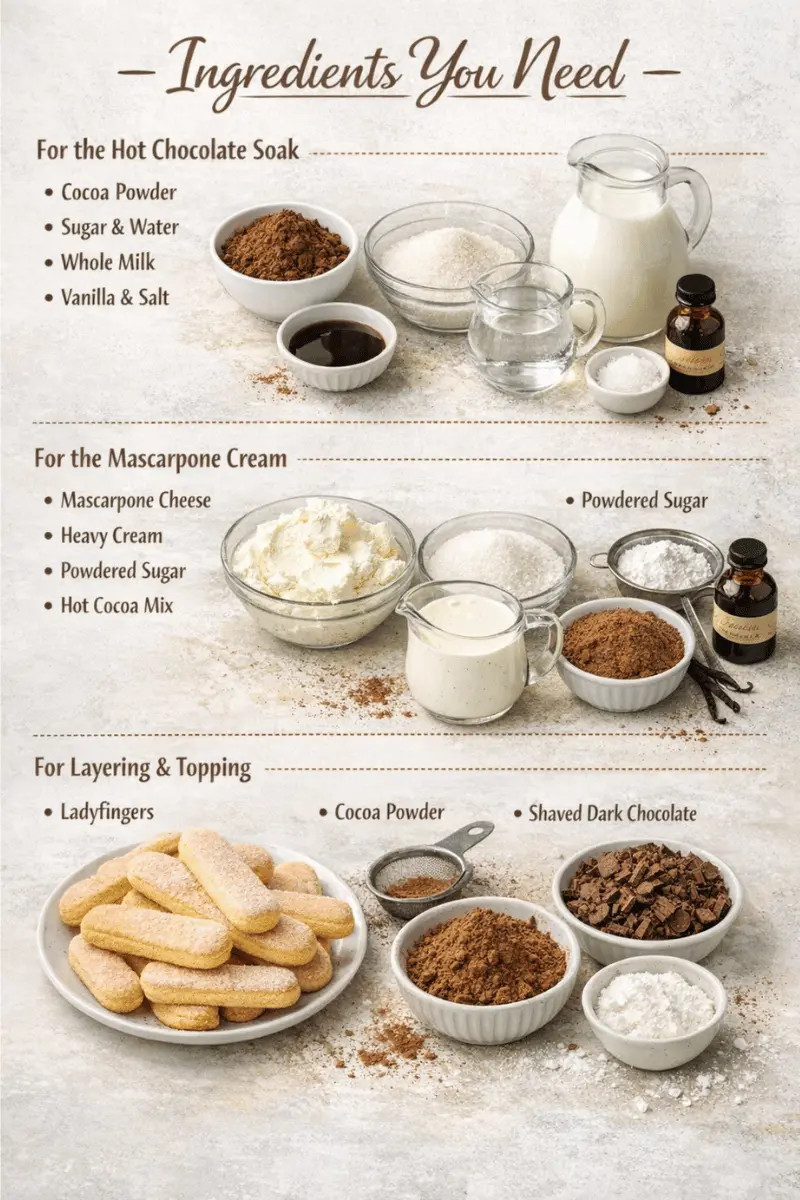 Hot Chocolate Tiramisu Ingredients Hot chocolate tiramisu ingredients