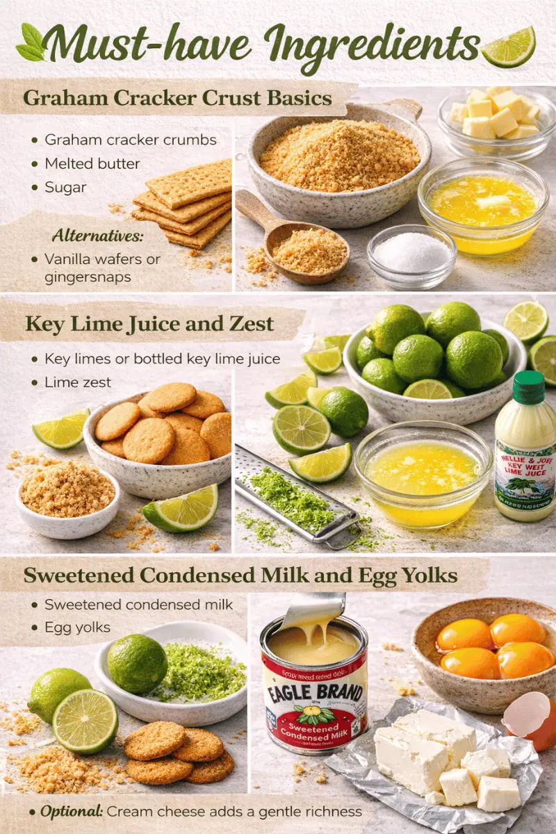 Key lime pie bars ingredients