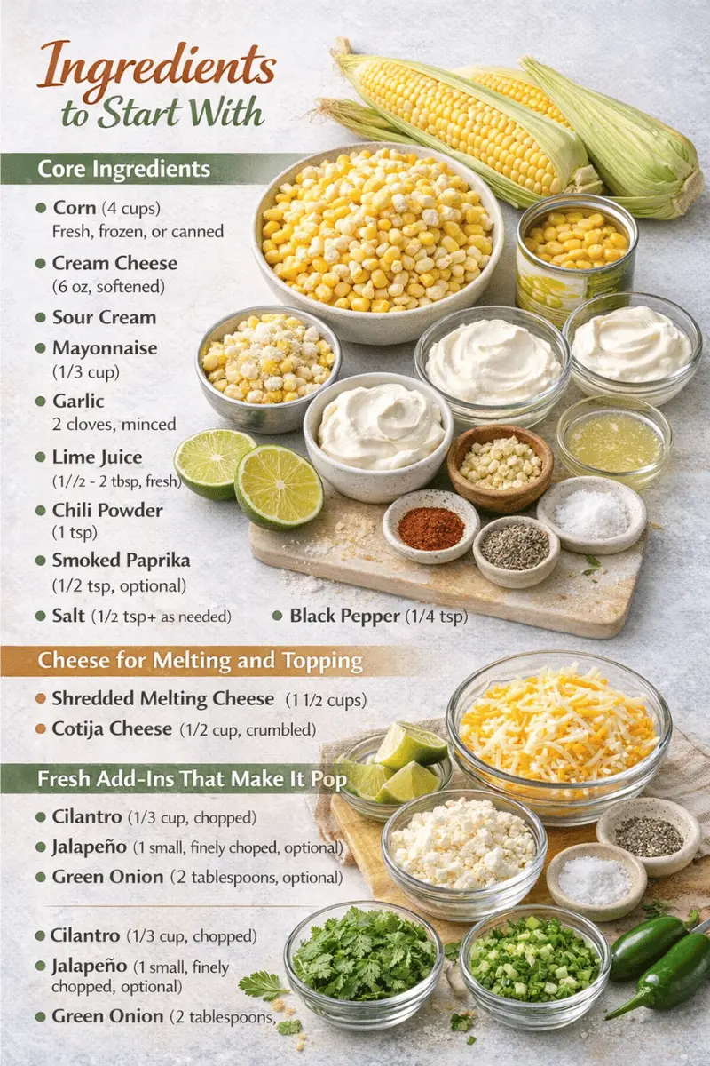 Mexican street corn dip ingredients