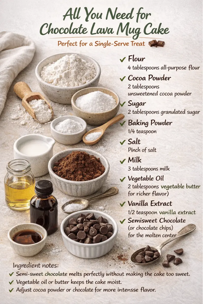 Molten Lava Chocolate Mug Cake ingredients
