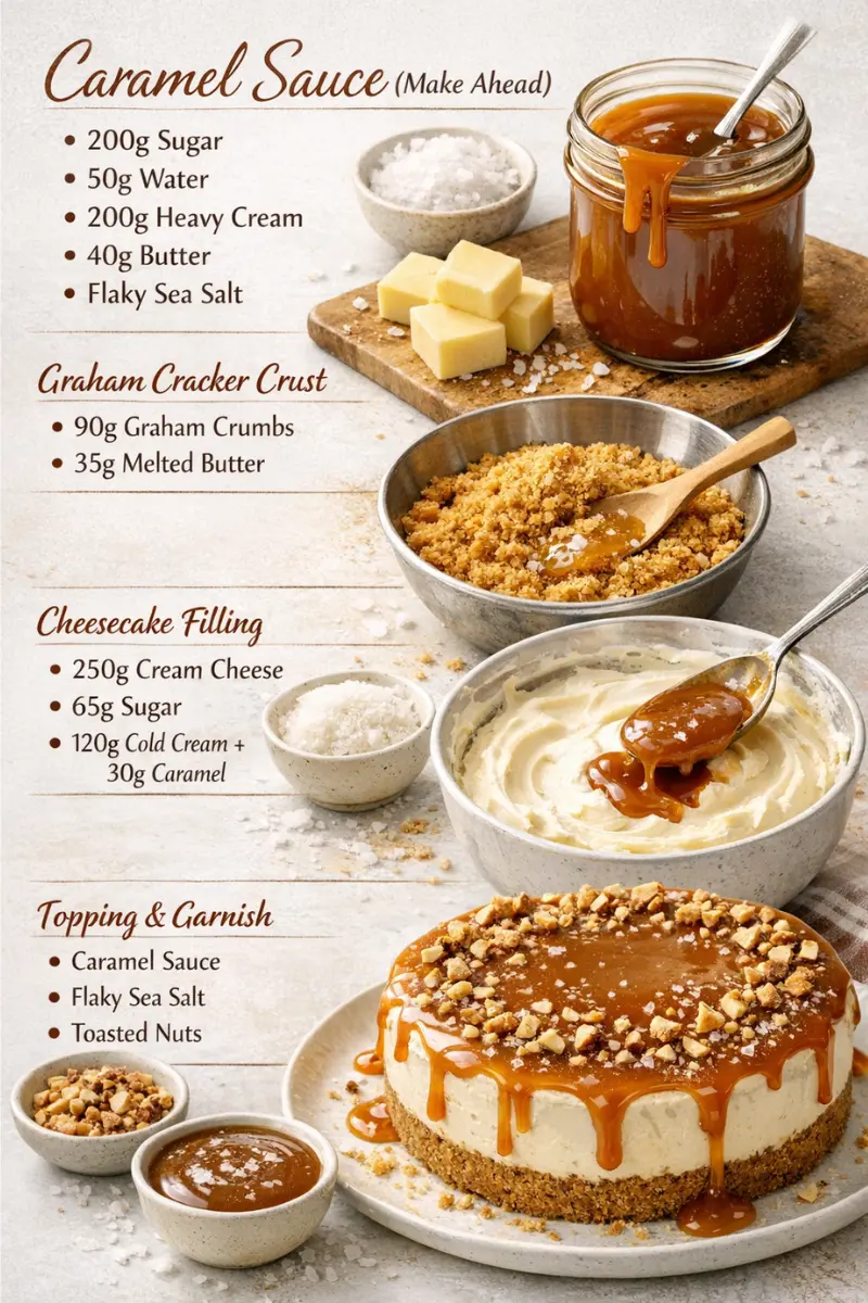 No Bake Salted Caramel Cheesecake Cups ingredients
