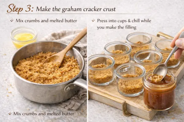 No Bake Salted Caramel Cheesecake Cups step 3