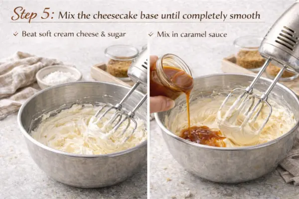 No Bake Salted Caramel Cheesecake Cups step 5