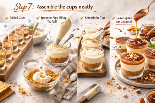 No Bake Salted Caramel Cheesecake Cups step 7