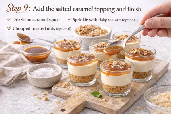 No Bake Salted Caramel Cheesecake Cups step 9