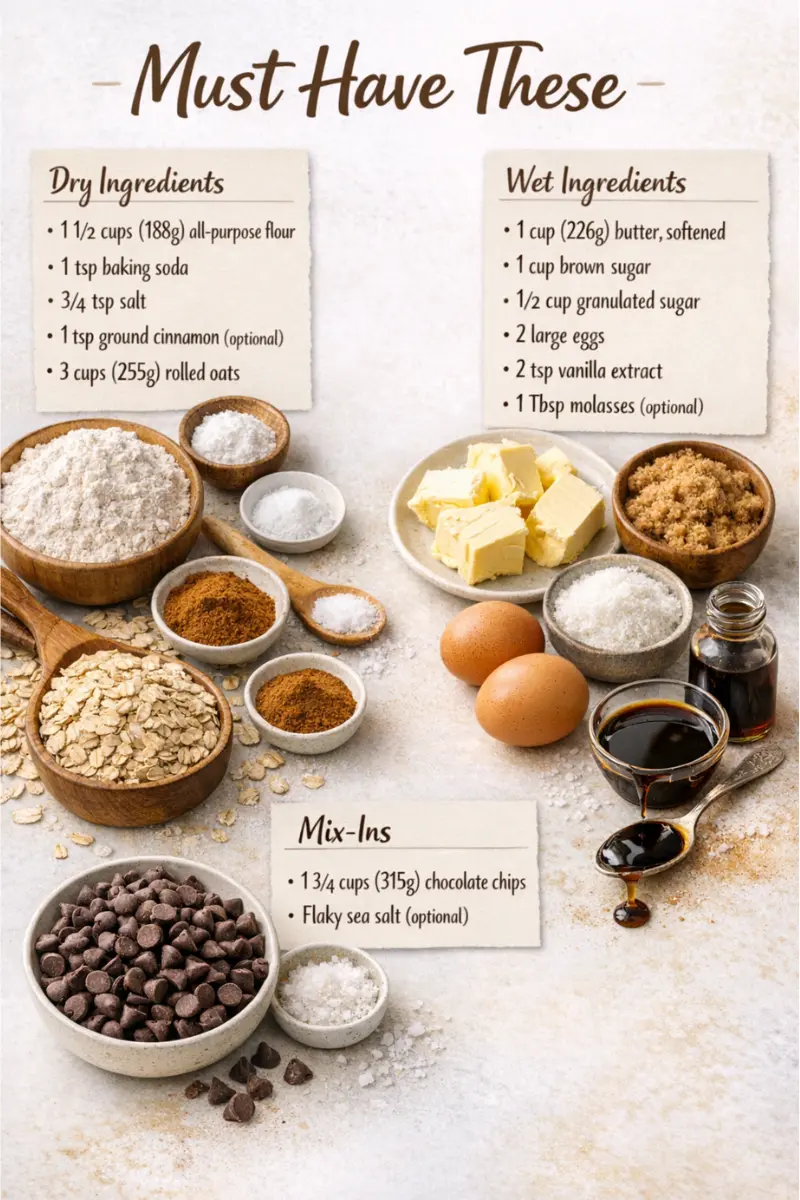 Oatmeal Chocolate Chip Cookies Ingredients Oatmeal Chocolate Chip Cookies ingredients