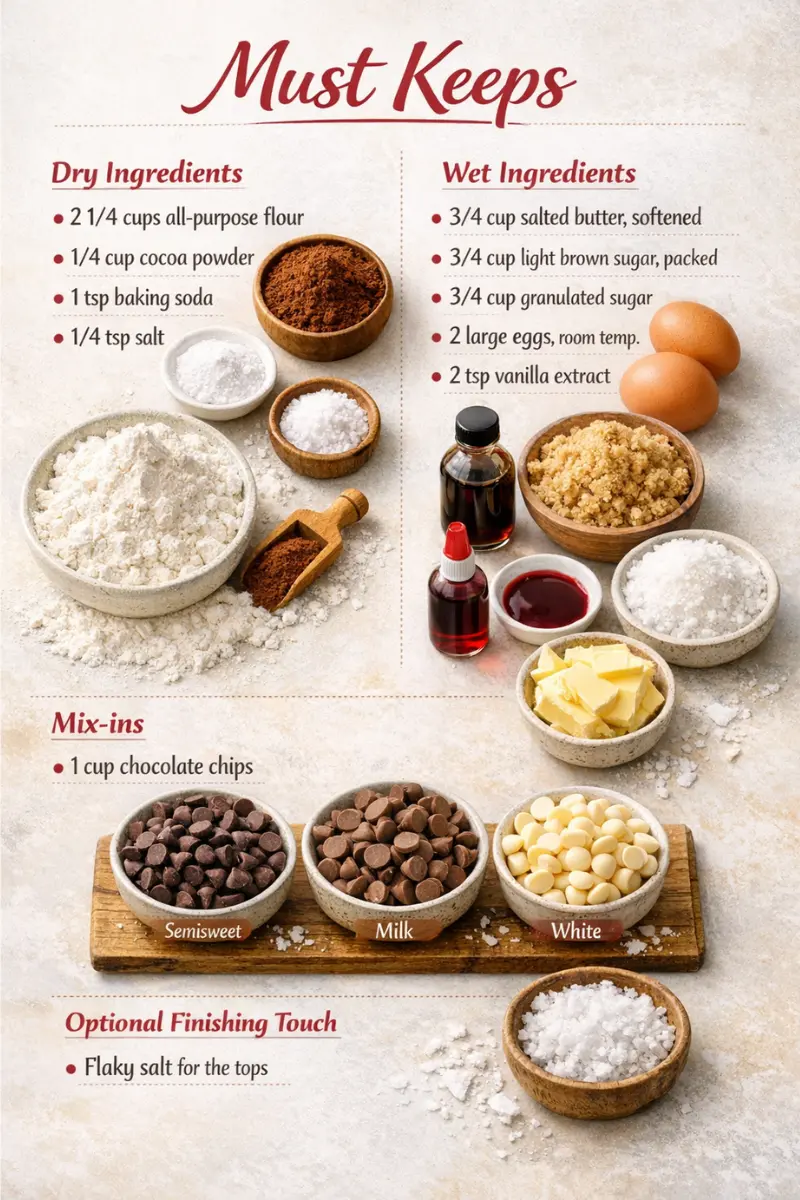 Red Velvet Chocolate Chip Cookies ingredients