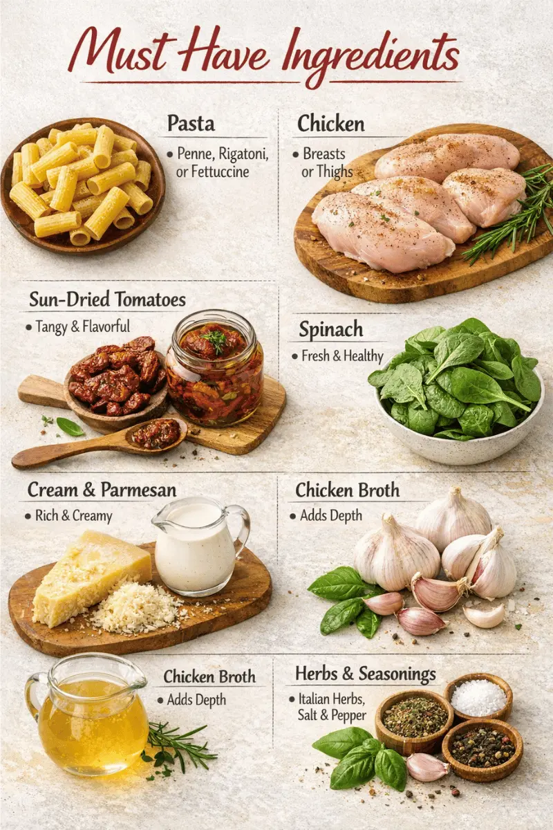 Tuscan Chicken Pasta Ingredients Tuscan Chicken Pasta ingredients