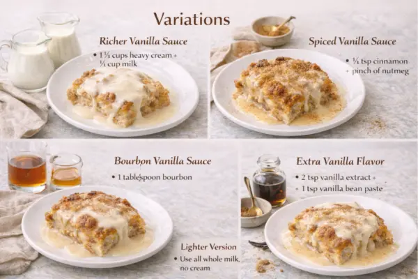 Vanilla Bread Pudding Sauce variations
