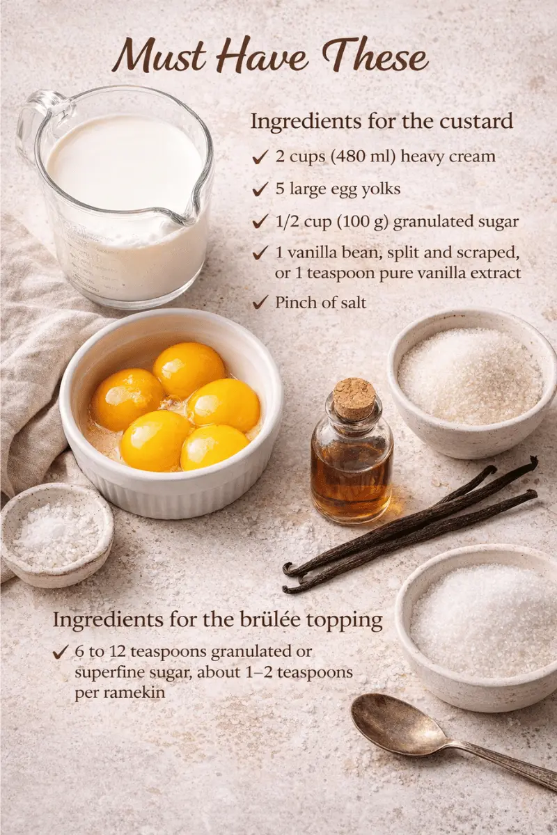 Vanilla creme brulee ingredients
