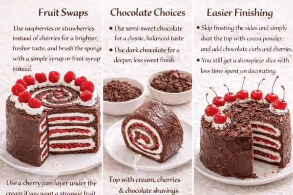 Vertical Black Forest Swiss Roll Variations Vertical Black Forest Swiss Roll variations