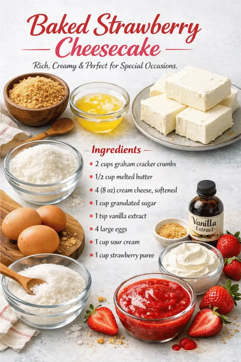 baked Strawberry cheesecake ingredients