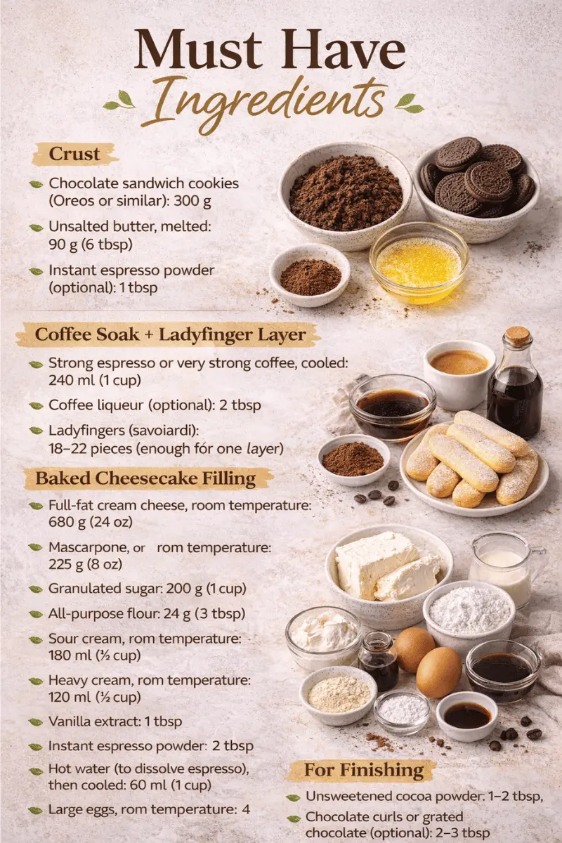 Baked Tiramisu Cheesecake Ingredients baked tiramisu cheesecake ingredients
