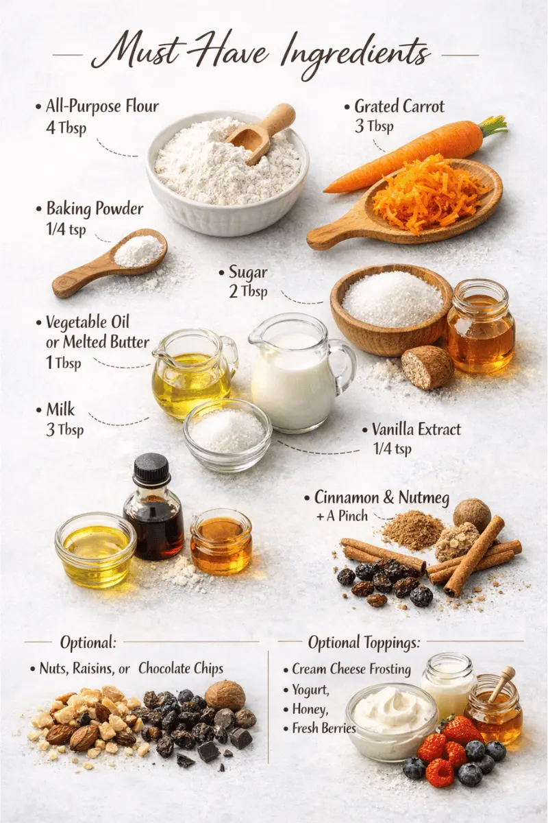 Carrot Mug Cake Ingredients carrot mug cake ingredients