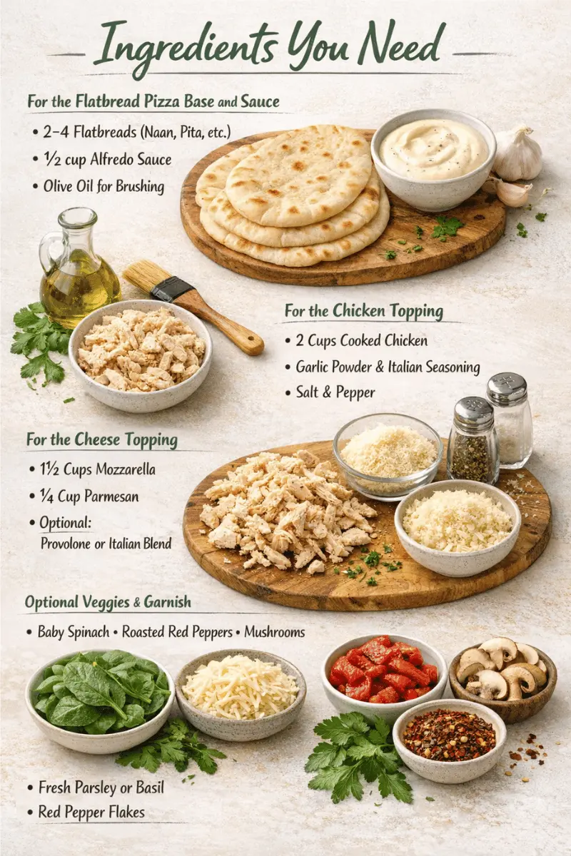 chicken Alfredo flatbread pizza ingredients