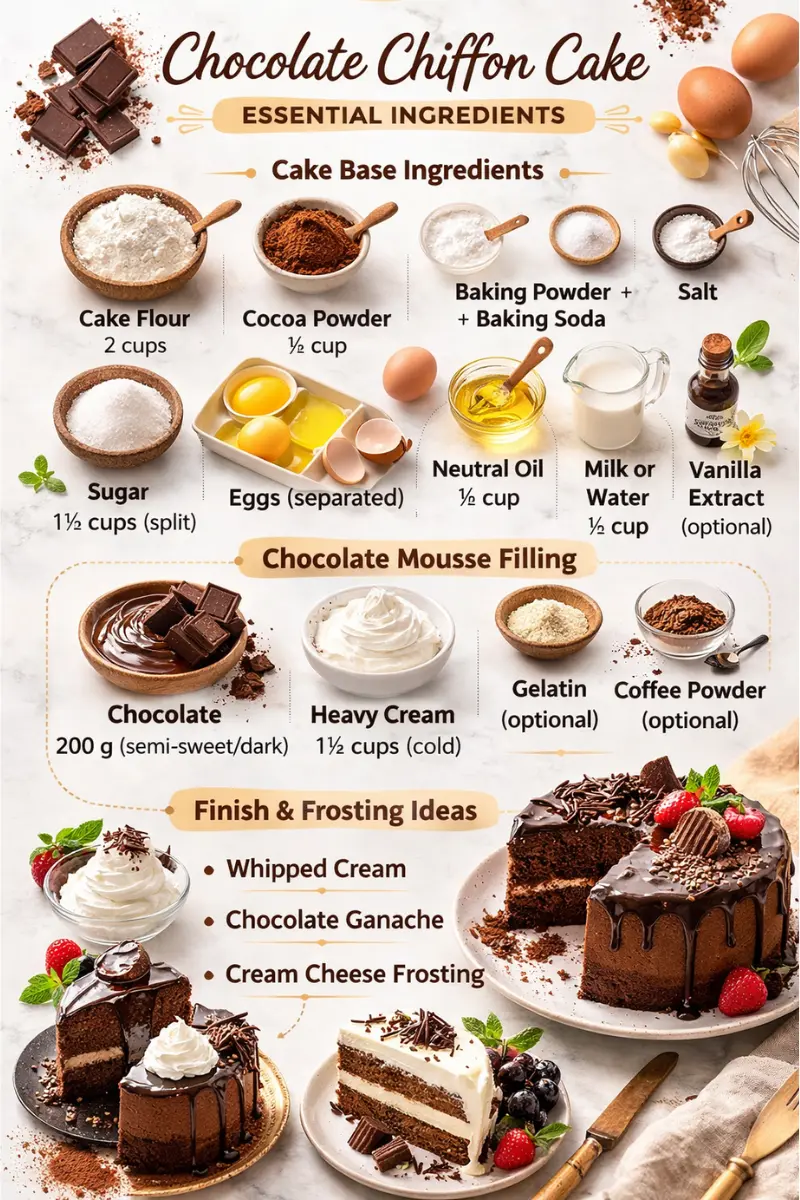 Chocolate Mousse Chiffon Cake Ingredients chocolate Mousse Chiffon Cake ingredients