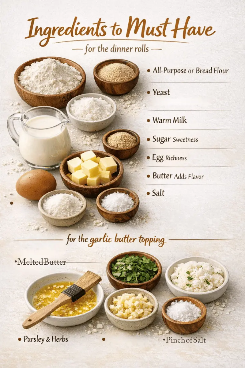 Garlic Butter Dinner Rolls Ingredients garlic butter dinner rolls ingredients