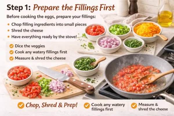 Omelette Recipe Step 1 omelette recipe step 1