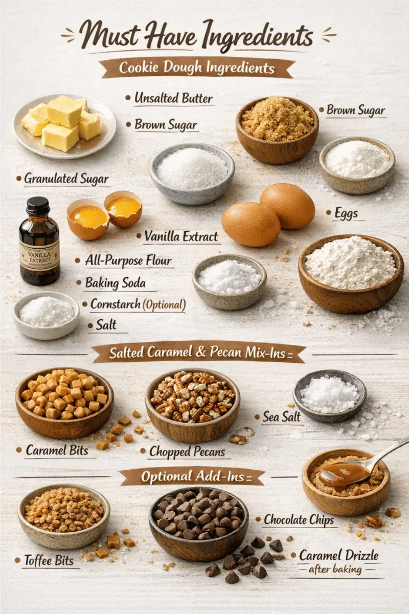 salted caramel pecan chocolate chip cookies ingredients