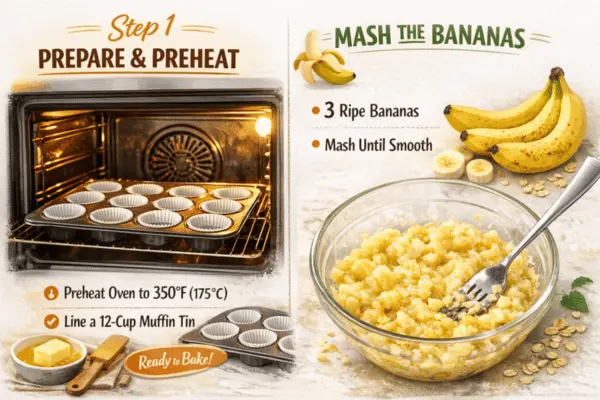 Banana Chocolate Chip Muffins Step 1 Banana Chocolate Chip Muffins step 1