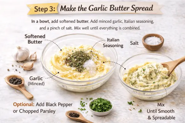 Cheesy Garlic Bread Step 3 Cheesy garlic bread step 3