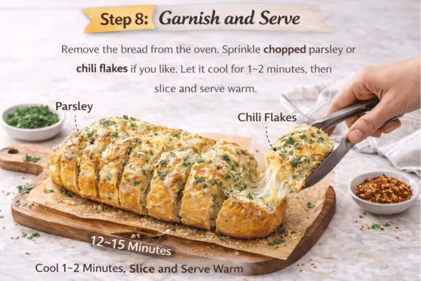 Cheesy Garlic Bread Step 8 Cheesy garlic bread step 8