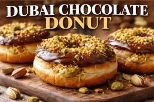 Dubai Chocolate Donut Recipe – Soft Pistachio Filled Delight