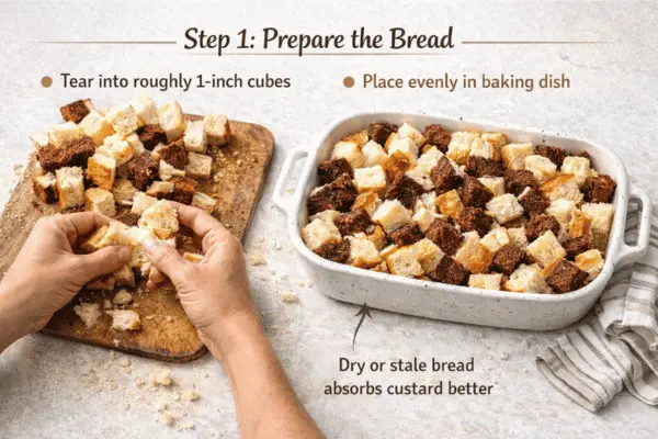 Easy Chocolate Bread Pudding step 1