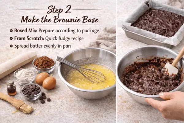 Gooey pecan pie brownies step 2