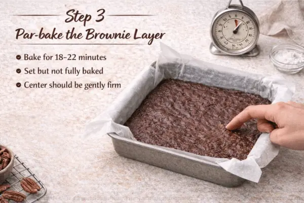 Gooey pecan pie brownies step 3
