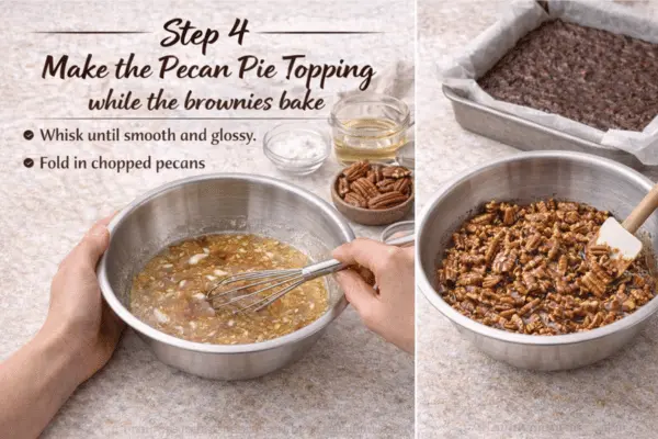 Gooey pecan pie brownies step 4