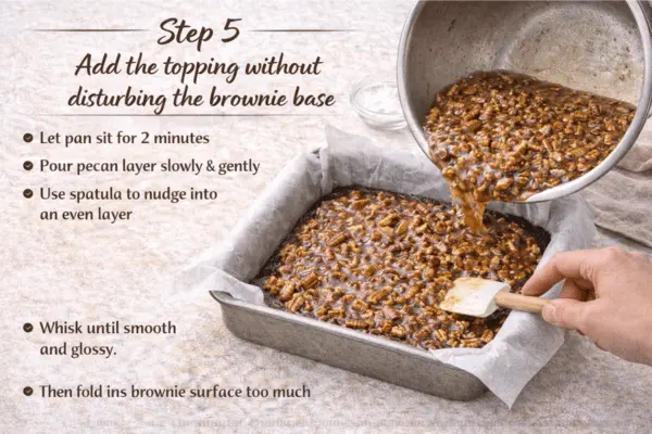Gooey pecan pie brownies step 5