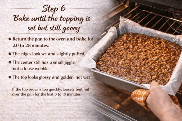 Gooey pecan pie brownies step 6