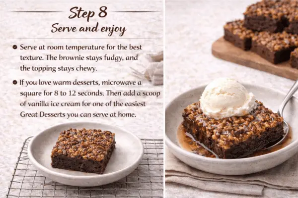 Gooey pecan pie brownies step 8