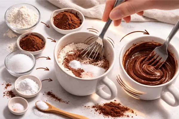 Microwave Chocolate Pudding Cake step 2