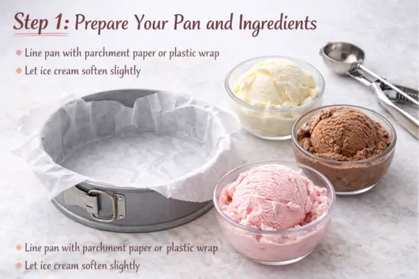 Neapolitan Ice Cream Cake step 1