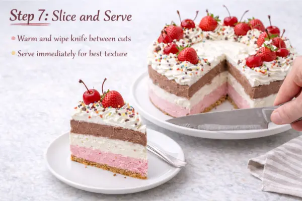 Neapolitan Ice Cream Cake step 7