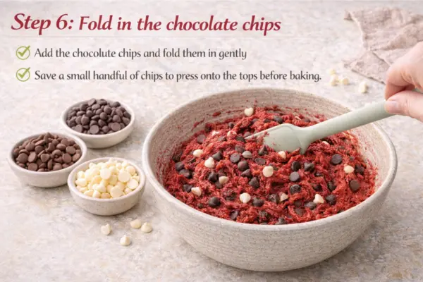 Red Velvet Chocolate Chip Cookies Recipe step 6