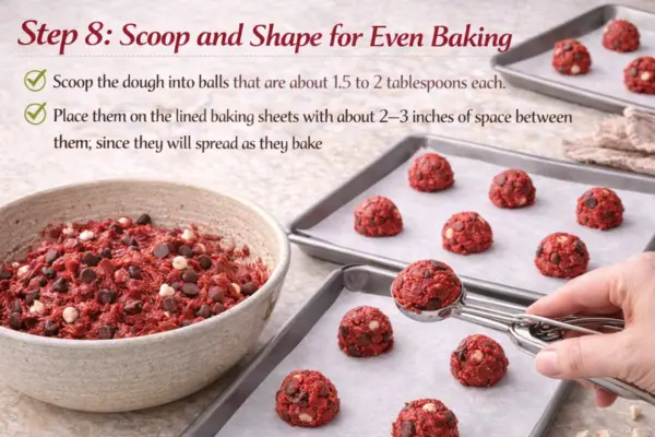 Red Velvet Chocolate Chip Cookies Recipe step 8