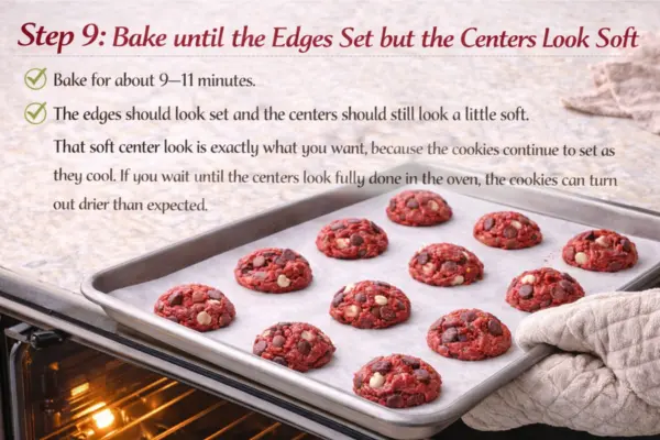 Red Velvet Chocolate Chip Cookies Recipe step 9