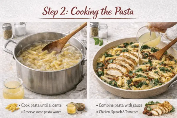 Tuscan Chicken Pasta Step 2 Tuscan Chicken Pasta step 2