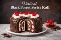 Vertical Black Forest Swiss Roll – A Stunning Chocolate Cherry Showpiece