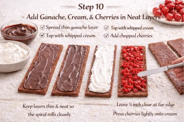 Vertical Black Forest Swiss Roll Step 10 Vertical Black Forest Swiss Roll step 10